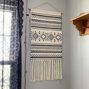 Black and White Aztec Print Tapestry